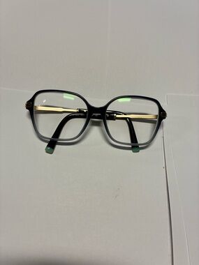 Tiffany & Co. Black-to-Gray Gradient Square Glasses with Gold Temples